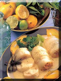 Fish rolls with lime sauce